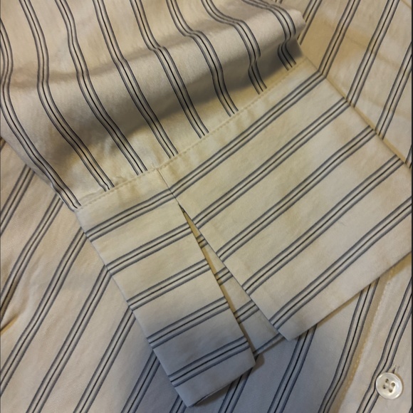 Zara cream long sleeve striped button up shirt tunic made in Europe NWT - Picture 4 of 9